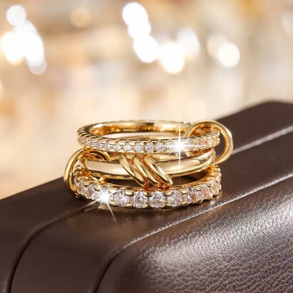 Cublive gold color stackable connected Women's Ring NEW size 8